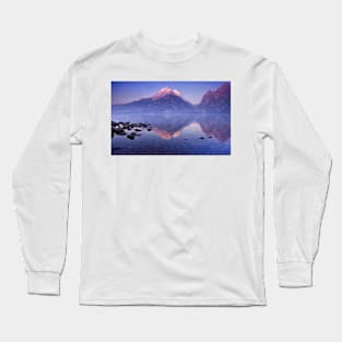 Mountain Sunset T-Shirt Print Kawaii Japanese Minimalist Fuji Art Long Sleeve T-Shirt